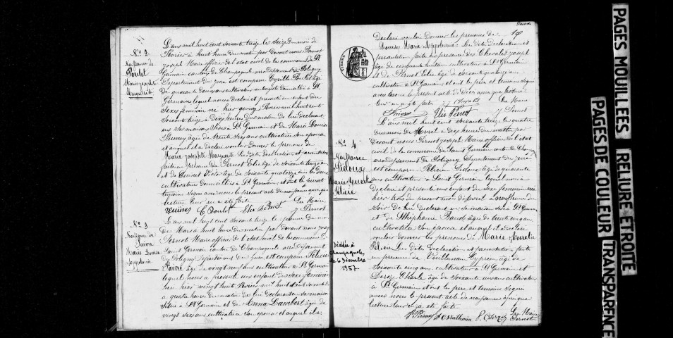 Naissances, mariages, décès, publications de mariage.