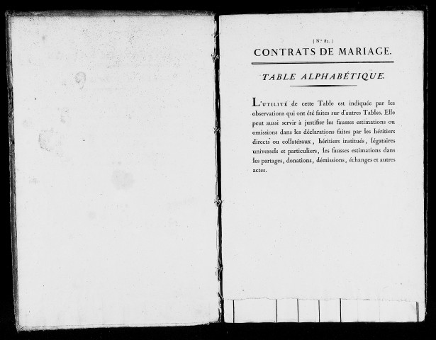 table des mariages (1789 - 1808)