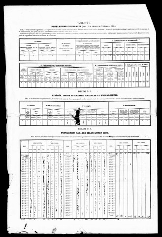 Résultats généraux, 1856-1886. Listes nominatives, 1846, 1851, 1856, 1866, 1872, 1876, 1881, 1886, 1892. Population classée par profession, 1891.