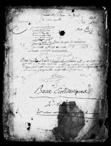 Table des baux des biens de gens de mainmorte (1er janvier 1745- 14 fructidor An II)