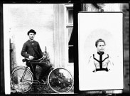 Reproductions : Un homme avec son vélo et le portrait d'une femme