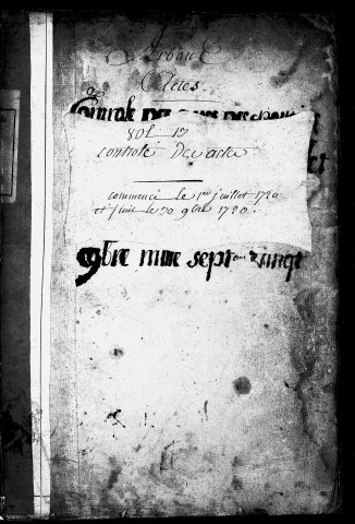 Registre du 1er Juillet 1720 au 30 Octobre 1720