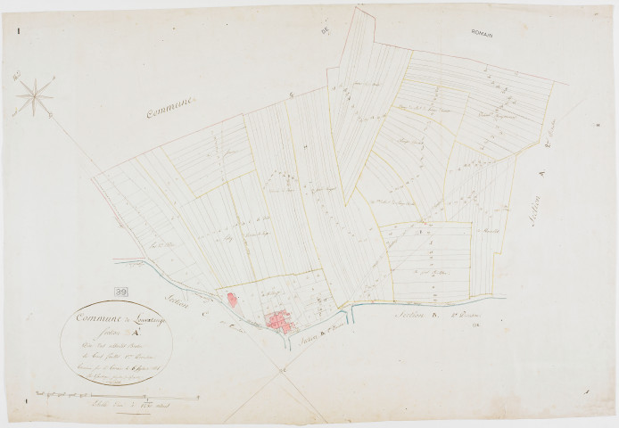 Louvatange, section A, les Essards Bretin, feuille 1.géomètre : Rosset