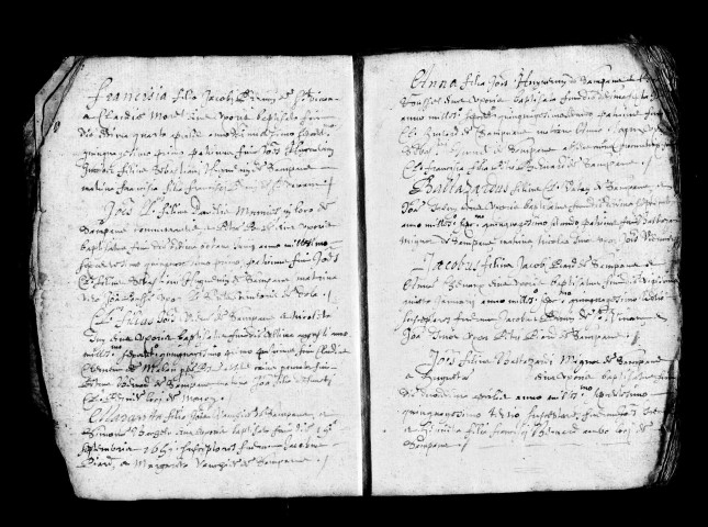 Série communale : baptêmes, mariages, sépultures 1687-1692, baptêmes 1648-1686.
