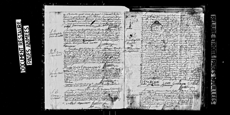 Série communale : baptêmes, mariages, sépultures 1788, 1791-1792. Naissances, mariages, décès 1793-an VII-an VIII.