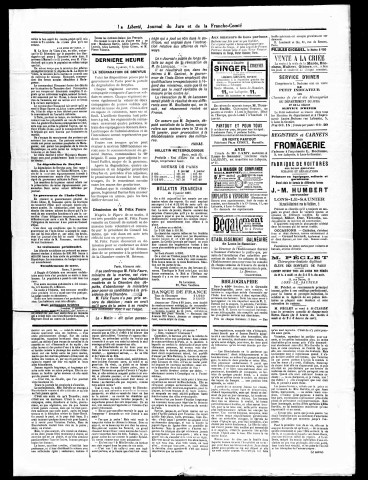 La Liberté du Jura et de la Franche-Comté. 1895.