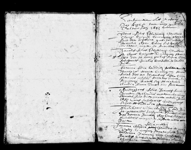 Baptêmes, 24 décembre 1692-9 janvier 1705 ; mariages et sépultures 1684-1686.