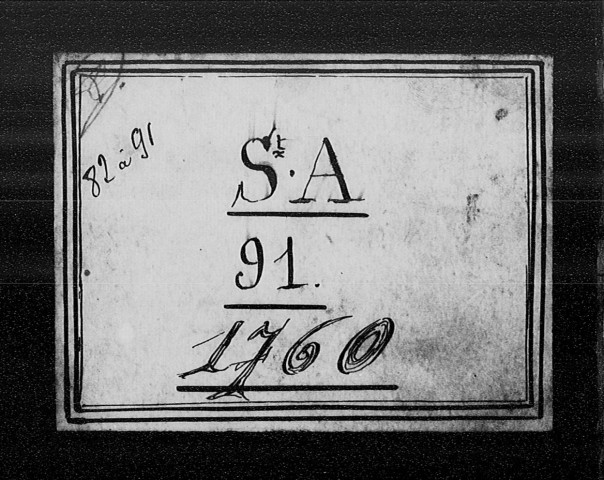 Série communale : baptêmes, mariages et sépultures, 8 janvier - 31 décembre 1760, 1er janvier - 31 décembre 1761, 2 janvier - 30 décembre 1762, 5 janvier - 31 décembre 1763, 3 janvier 1764 - 3 janvier 1765.