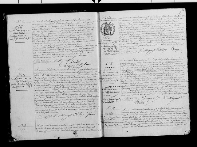 Naissances, publications de mariage.