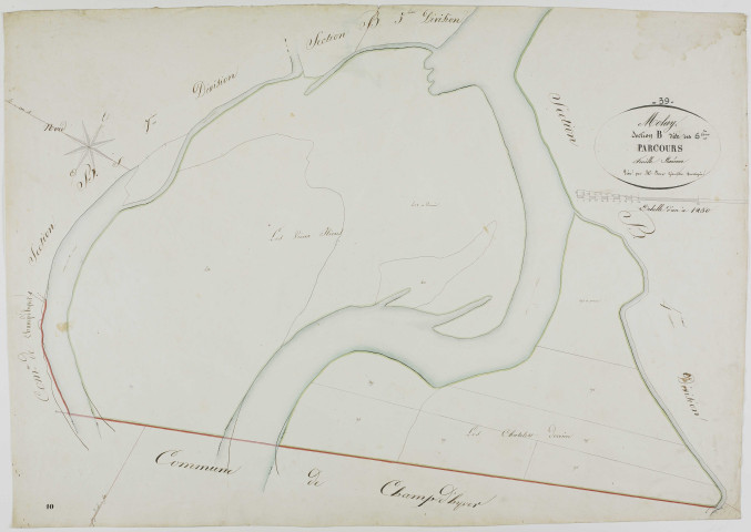 Molay, section B, les Parcours, feuille 6.géomètre : Poux