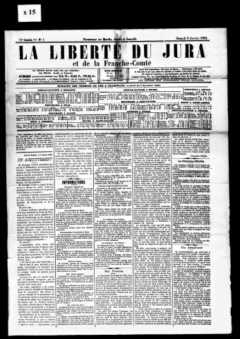 La Liberté du Jura et de la Franche-Comté. 1er semestre 1904.