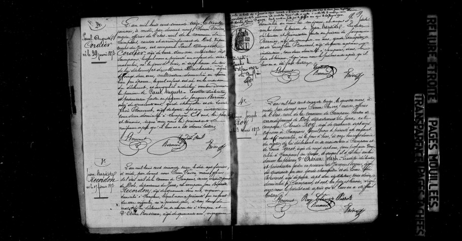 Naissances, mariages, décès, publications de mariage.