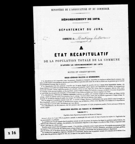 Résultats généraux, 1872-1891. Listes nominatives, 1841, 1846, 1881, 1886, 1891. Population classée par profession, 1891.