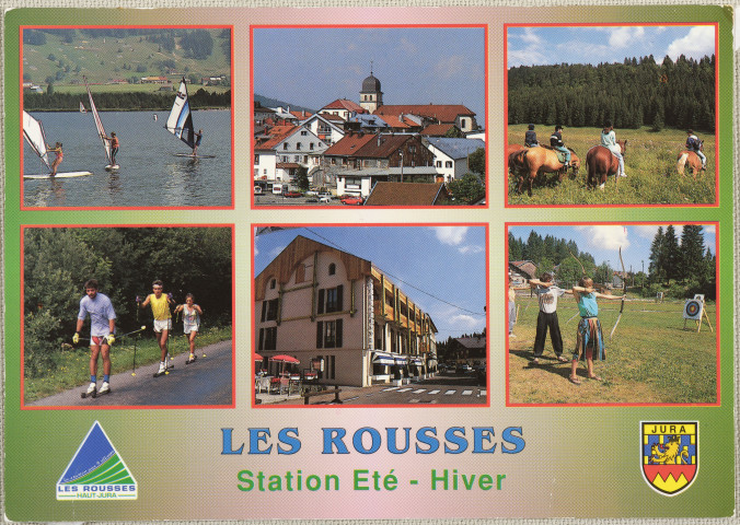 Les Rousses (Jura) - Station été-hiver - Voiles sur le lac - Le village - Promenade à cheval - Ski à roulettes - Le centre du village - Tir à l'arc