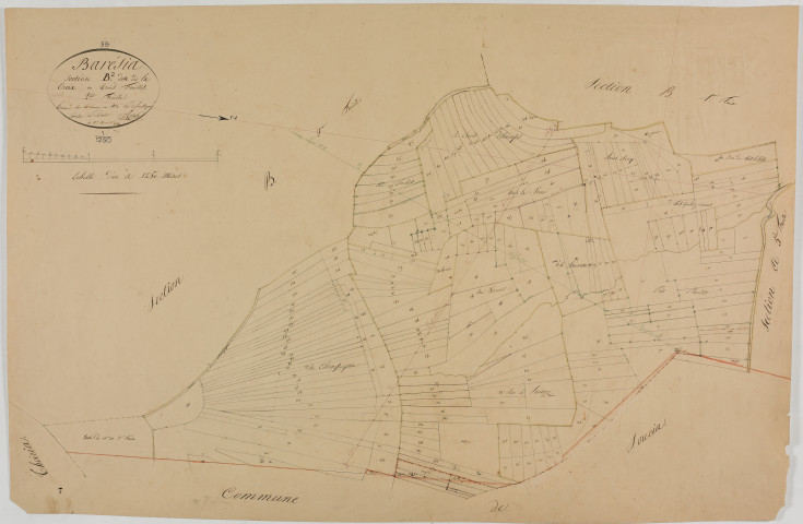 Barésia-sur-l'Ain, section B, la Croix, feuille 2.géomètre : Rosset
