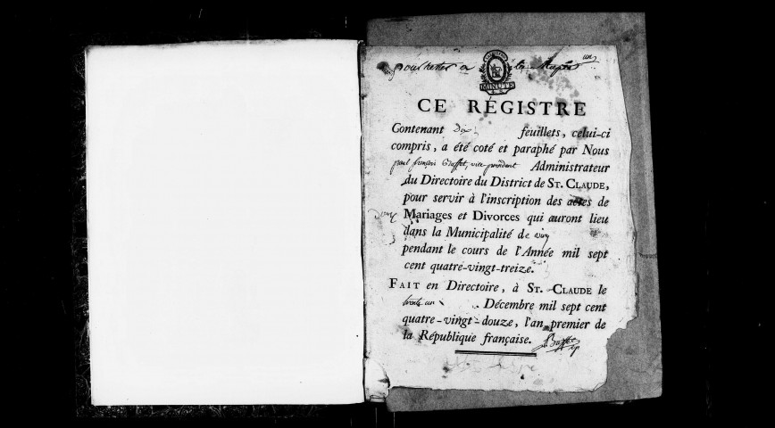 Mariages 1793-an VI, an VIII-1812 ; décès 1793-1812.