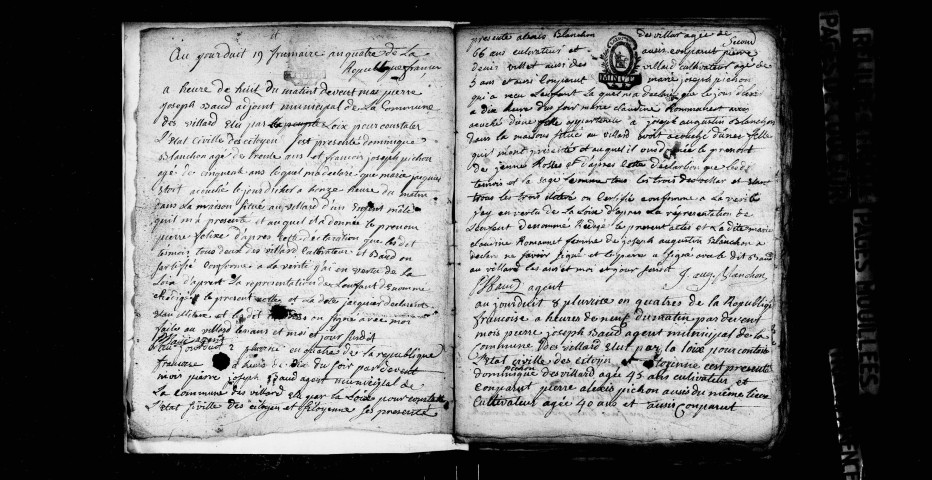 Naissances an IV-1812 ; publications de mariage an XI-1812 ; mariages an V-an VI, an IX-1812 ; décès an V-1812.
