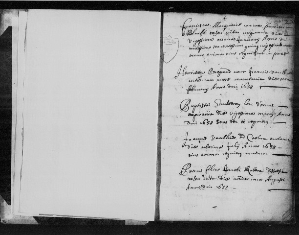 Série communale : sépultures, 28 janvier 1658 - 28 décembre 1701.