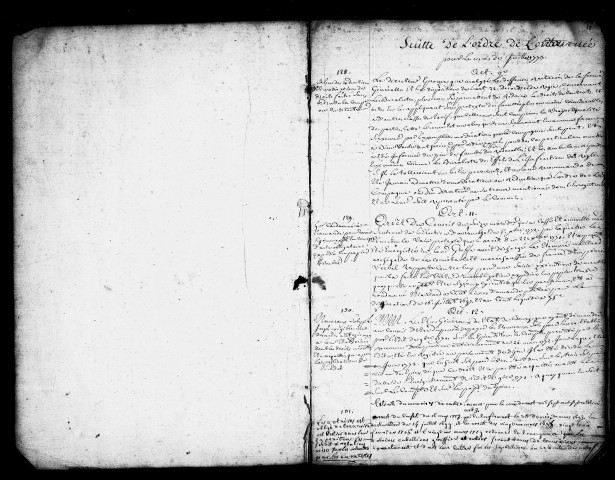 Registre d'enregistrement des arrêtés et décisions du Conseil, ordres de la compagnie, du Directeur et autres employés supérieurs (juillet 1773- décembre 1792)