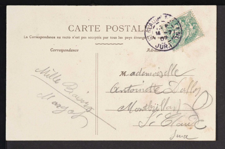 10002 – Au Col de la Faucille (Ain) alt. 1323 m. (Éditeur Bogat, phot., Divonne-les-Bains) (1907)