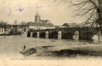 Dole (Jura). Depuis les abattoirs, pont sur le Doubs. Papeterie, Dole, Payan.