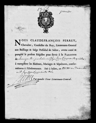 Série communale : baptêmes, mariages, sépultures.