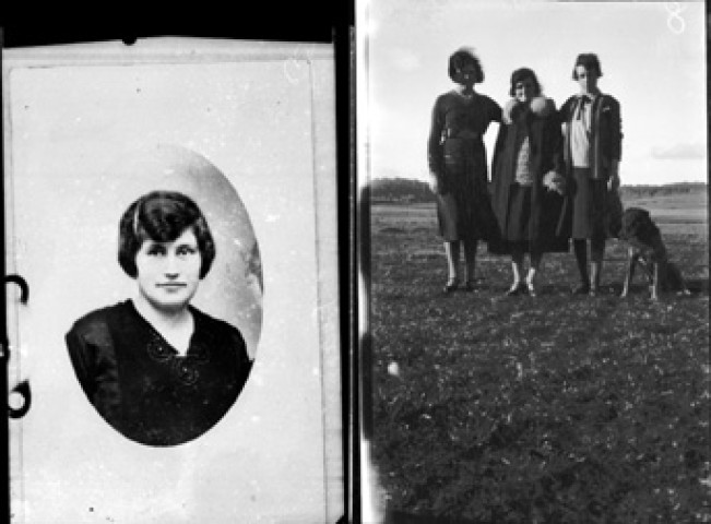 Une femme. Frasne / Trois femmes avec un chien