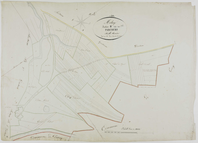 Molay, section B, les Parcours, feuille 1.géomètre : Poux