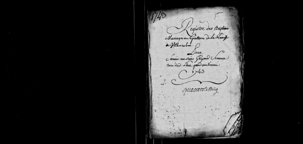 Baptêmes, mariages, sépultures 1743-septembre 1761.