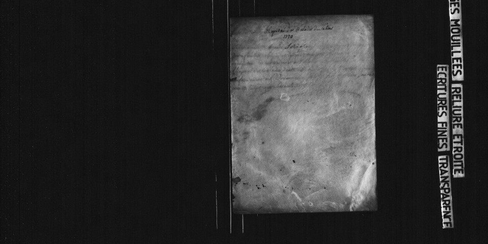 Sépultures, 1770-1784