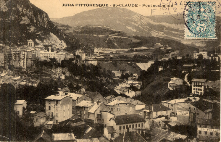 Saint-Claude (Jura). Le pont suspendu.