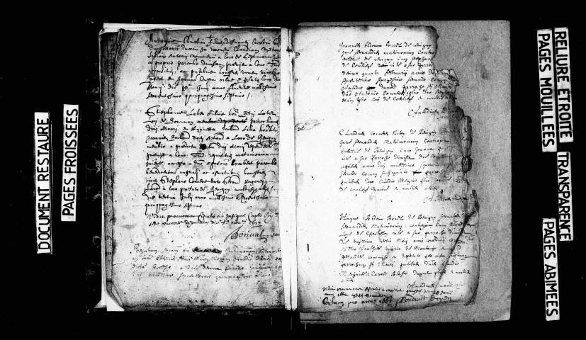 Mariages 10 juin 1657 - 15 février 1696, baptêmes début illisible 1657 - décembre 1696, sépultures 31 octobre 1669 - 3 janvier 1698.