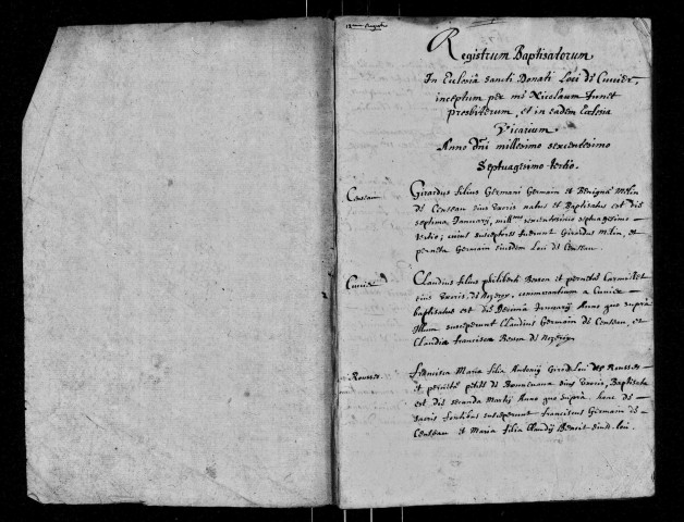 Série communale : baptêmes 1673-1678, mariages 1672-1678.