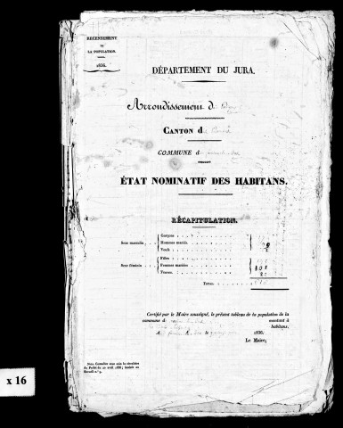 Résultats généraux, 1891. Listes nominatives, 1836, 1841, 1881, 1886, 1891.