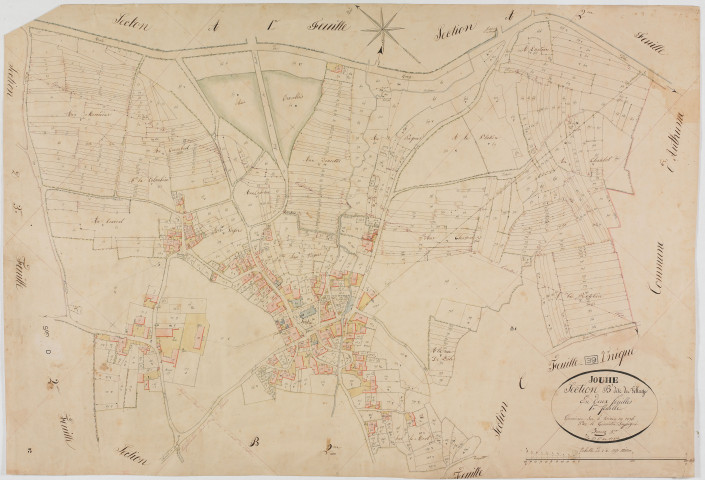 Jouhe, section B, le Village, feuille 1.géomètre : Bénier père