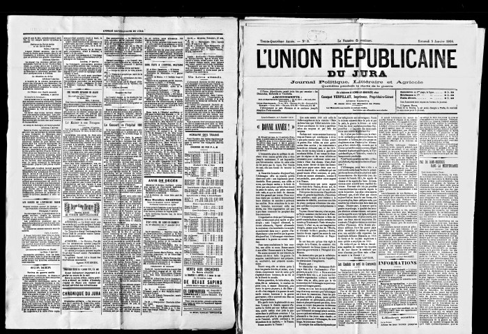 L'Union républicaine du Jura. 1916.