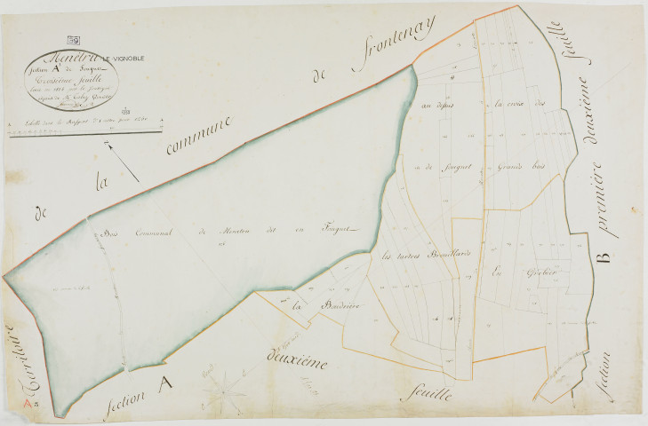 Menétru-le-Vignoble, section A, Fougnet, feuille 3.géomètre : Jannin