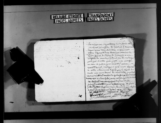 Baptêmes, mariages, sépultures février 1759-janvier 1760.