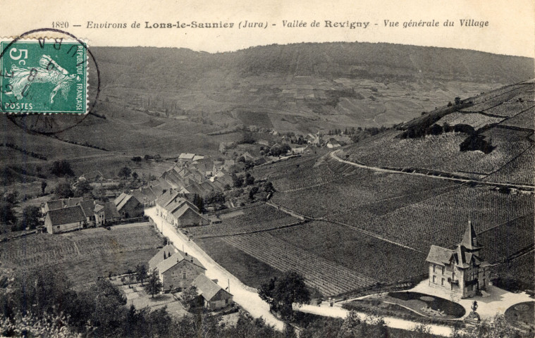 Revigny (Jura). 1820. Environs de Lons-le-Saunier, la vallée de Revigny, vue générale du village.