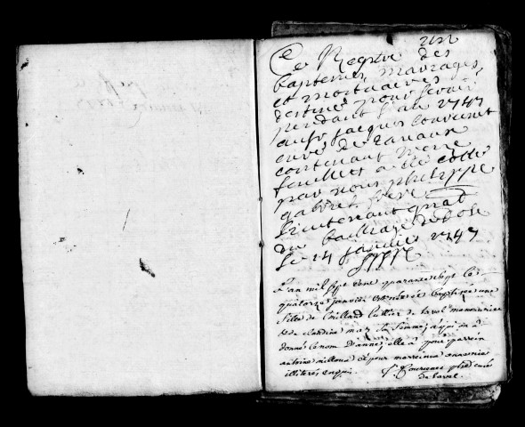 Baptêmes, mariages, sépultures 1747-1753, 1755-1757.