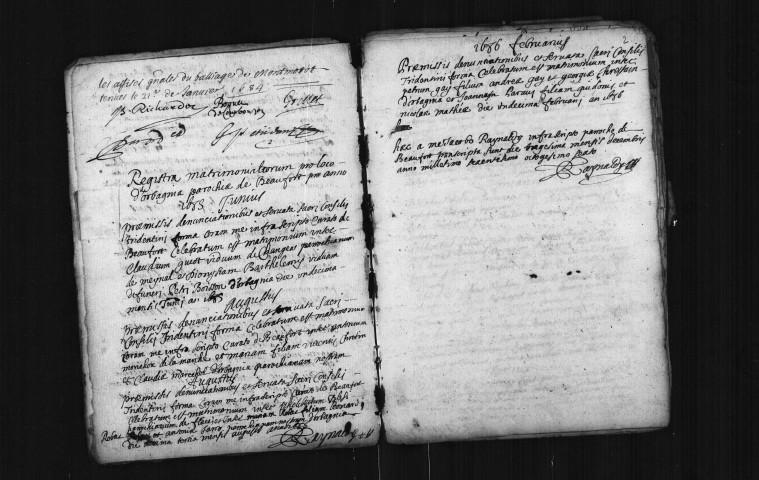 Orbagna et Crevecoeur, baptêmes, mariages et sépultures, 1681-1691.