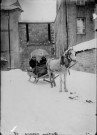 Deux personnes sur un traineau, tiré par un cheval. Docteur. Nozeroy