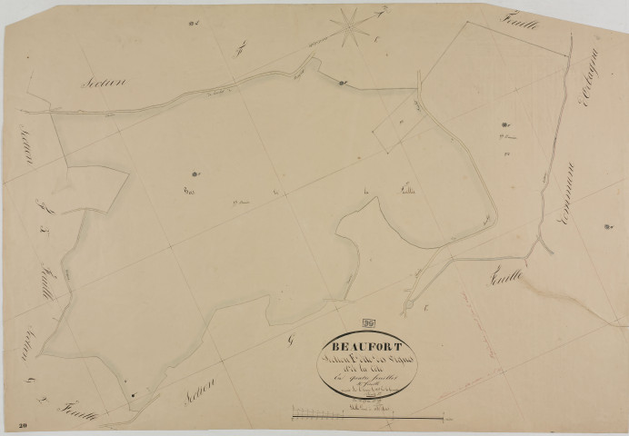 Beaufort, section F, les Vignes et la Côte, feuille 4.géomètre : Bénier Sre