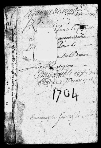 Registre du 29 septembre 1704 au 26 août 1708