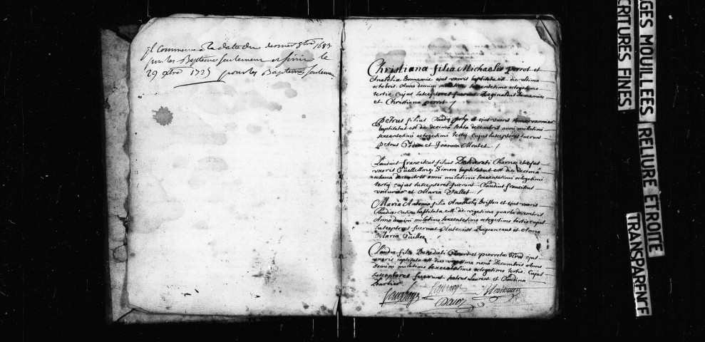 Série communale : baptêmes 1683-1725 ; mariages, sépultures 1684-1725.