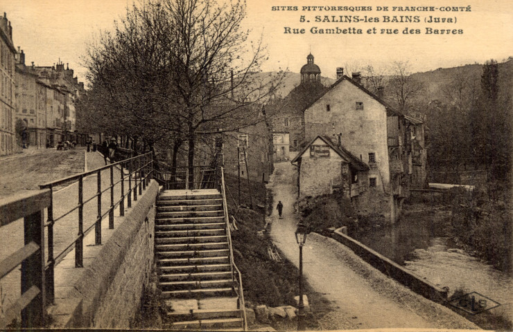 Salins-les-Bains (Jura). 5. Rue Gambetta et Rue des Barres. Besançon, C. Lardier.