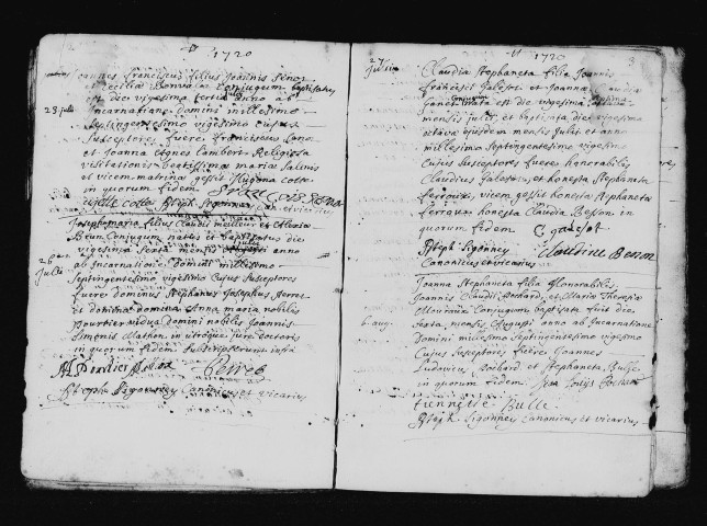 Série communale : baptêmes, 11 juillet 1720 - 9 juillet 1737.