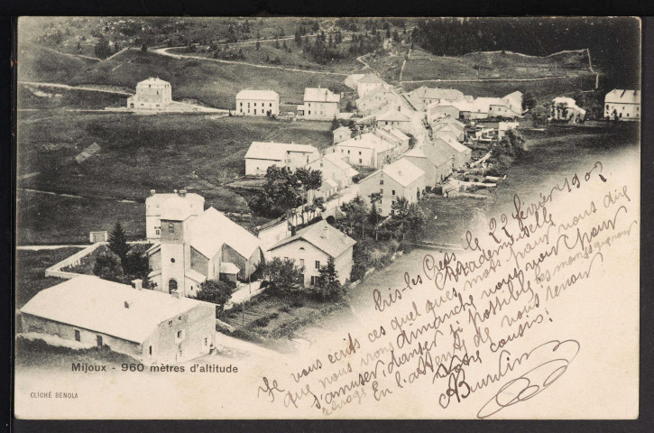 Mijoux - 960 mètres d’altitude (Cliché Benola) (1902)