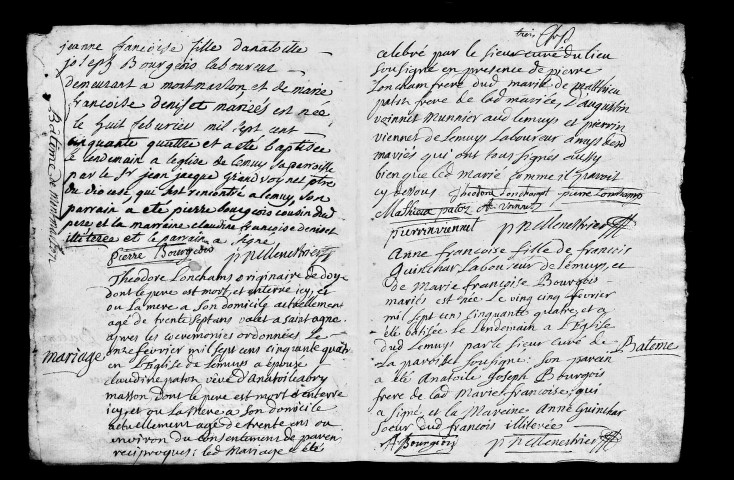 Série communale : baptêmes, mariages, sépultures.