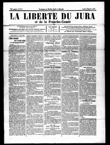La Liberté du Jura et de la Franche-Comté. 1917.